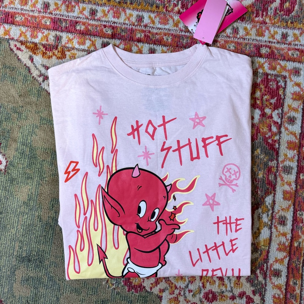 Hot Stuff The Little Devil Light Pastel Pink Oversized Tee / Tshirt